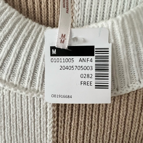 Free People Checker Easy Street Oversized Tunic Sweater White Sand Size M NWT - Picture 8 of 10